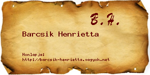 Barcsik Henrietta névjegykártya